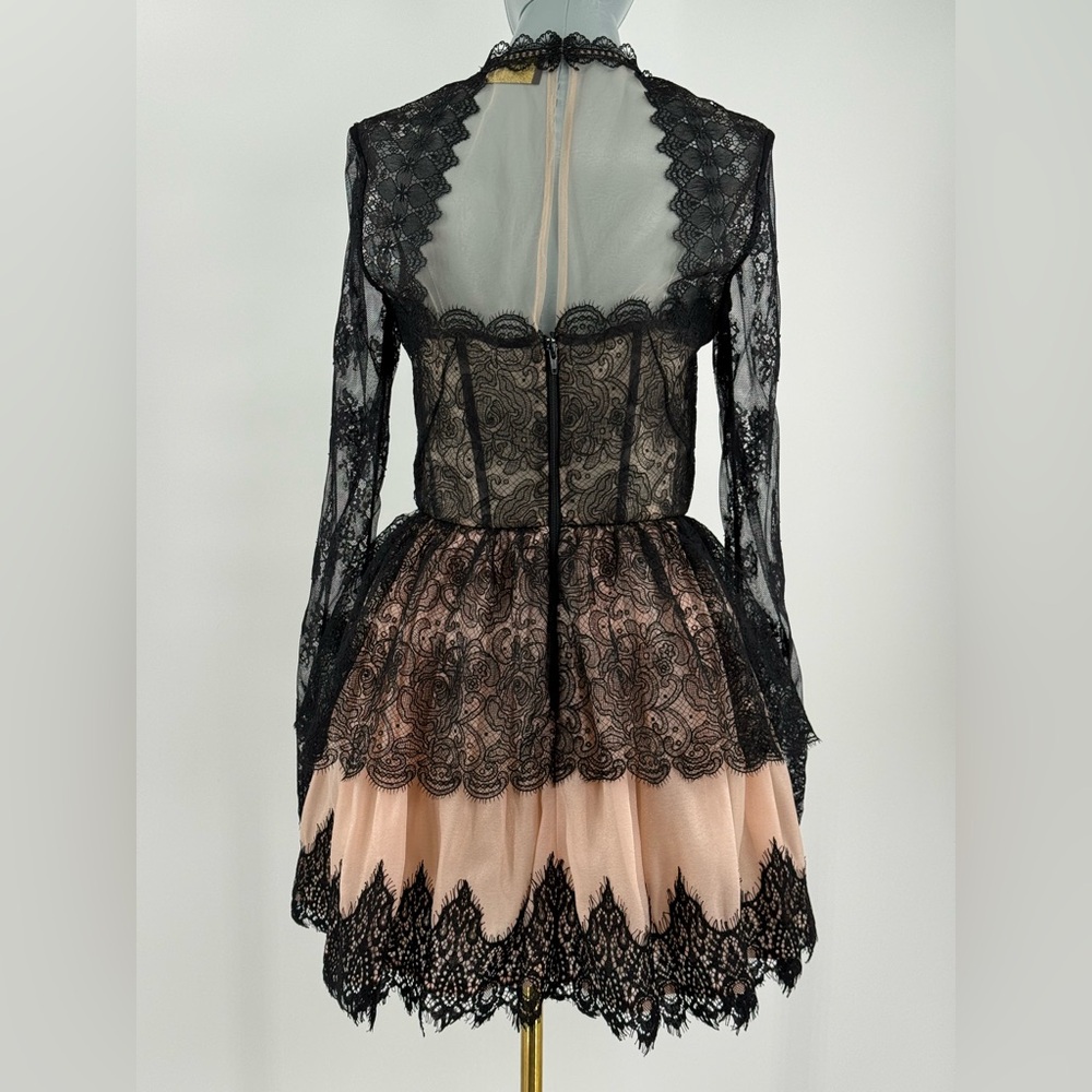 🆕 BRONX & BANCO 🧿 NWOT Daphne Illusion Lace Long Sleeve Mini Dress, Sz M US 6 - Picture 8 of 14